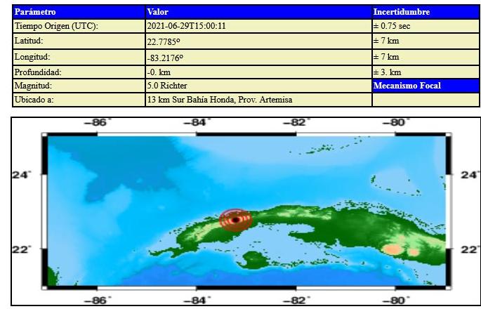 cuba, artemisa, sismo, cenais