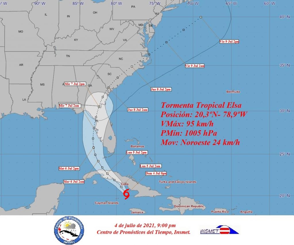 La tormenta Elsa avanza por los mares del sur de la isla en la noche de este domingo.