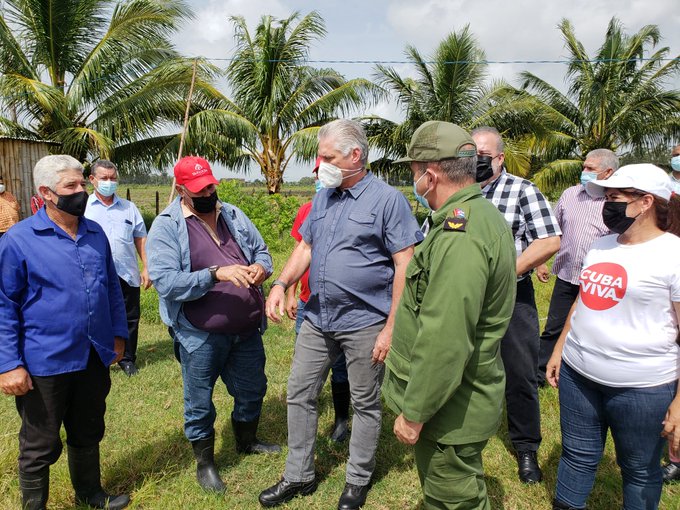 Hasta el polo productivo Hermanos Barcón llegó el presidente cubano en Pinar del Río. (Foto: @demevilla)