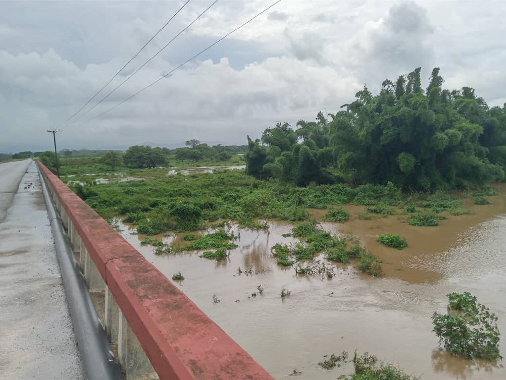 Áreas agrícolas en las márgenes del río Agabama se encuentran bajo las aguas. (Foto: Tania Gutiérrez)