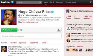 Chávez es el jefe de Estado más seguido de América Latina en Twitter.