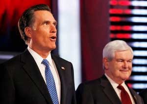 Newt Gingrich y Mitt Romney.