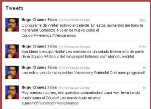 Chávez ha estado activo a través de Twitter.