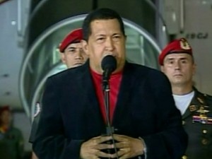 Chávez a su regreso a Venezuela.