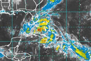 Foto del satélite de la tormenta Isaac este domingo en la mañana.