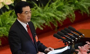 Hu Jintao en su discurso de inauguración del Congreso del PCCh.