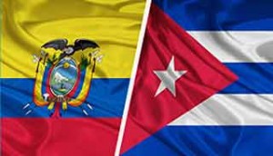 Banderas de Ecuador y Cuba.
