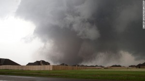 Vista del tornado en Oklahoma.