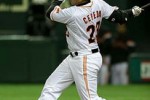 Cepeda en su debut con los Gigantes de Yomiuri.