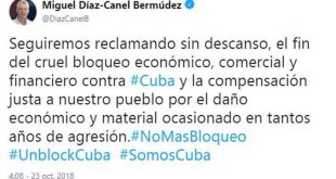 cuba, bloqueo de eeuu a cuba, miguel diaz-canel, presidente de cuba, twitter