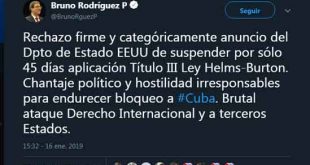 Cuba, Bloqueo, Minrex, Bruno Rodríguez