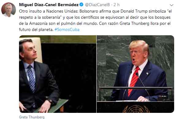 Díaz-Canel, Jair Bolsonaro, Donald Trump, cambio climático
