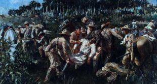 La caída de Maceo según la recreación del pintor cubano Armando García Menocal.