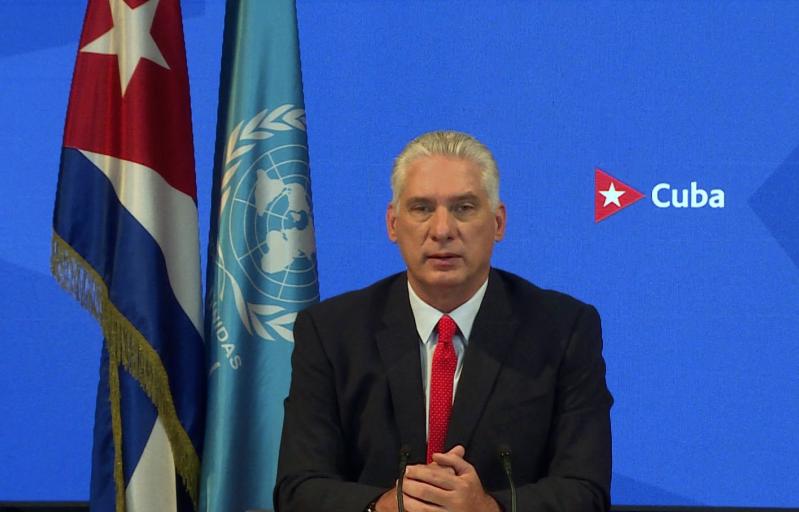 cuba, bloqueo de eeuu a cuba, miguel diaz-canel, asamblea general de la onu, covid-19, coronavirus