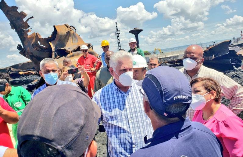 cuba, matanzas, incendio, energia y minas, bomberos, miguel diaz-canel