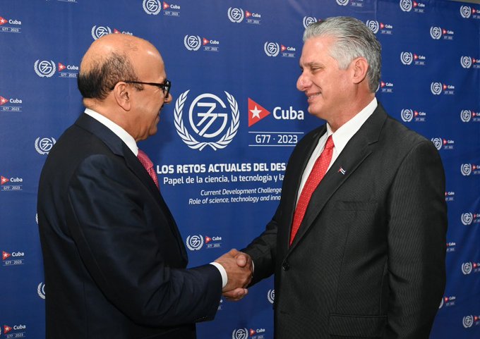 Miguel Díaz-Canel y Abdullatif bin Rashid Al Zayani.