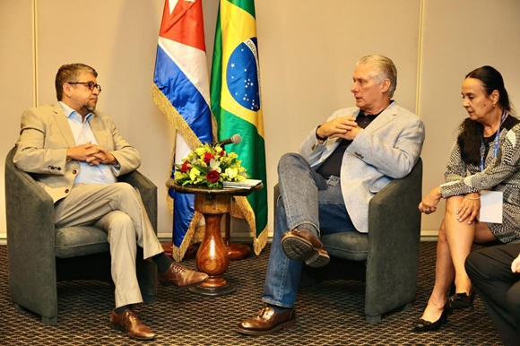 El alcalde brasileño dijo que era un placer inmenso tener al presidente cubano en el gigante sudamericano. (Foto: Presidencia de Cuba)